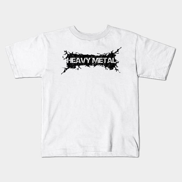 Black Distressed - Heavy Metal Kids T-Shirt by PASAR.TEMPEL